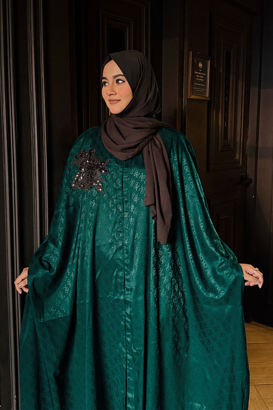 Emerald Jacquard Pocket sleeve Abaya 1225 000453