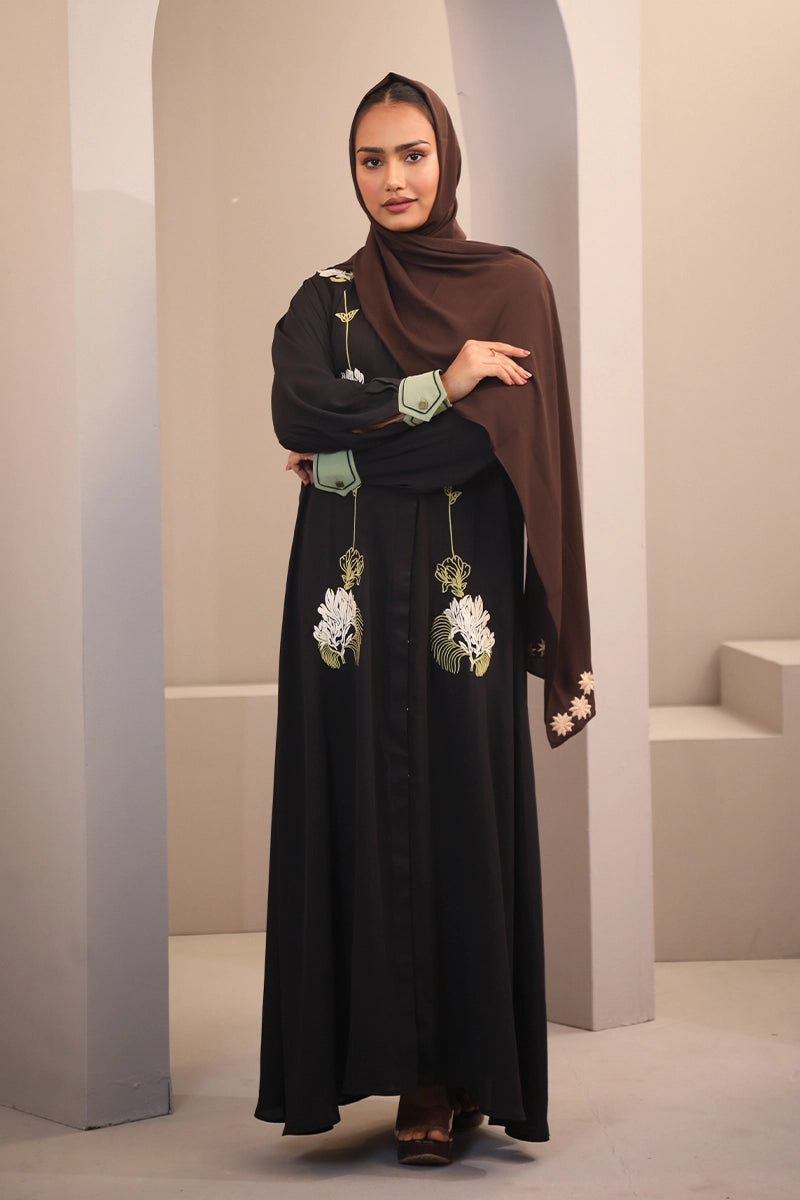 Hiba Black Cherry Georgette Abaya Women 0224 000251