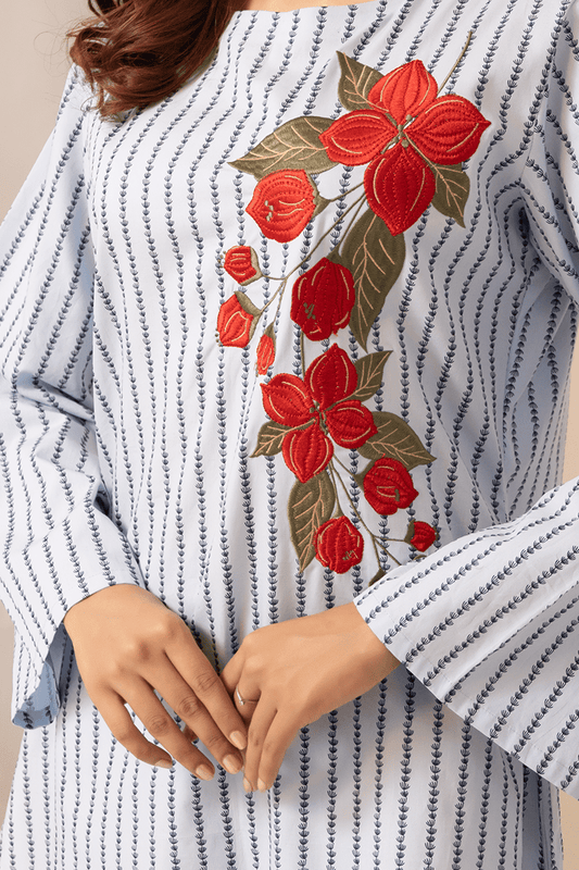 Showstopper Pastel Blue Cotton Kurti Women 0224 000272