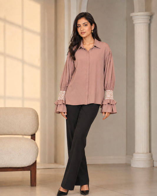 Showstopper Mauve Cherry georgette Shirt Women 1223 000275