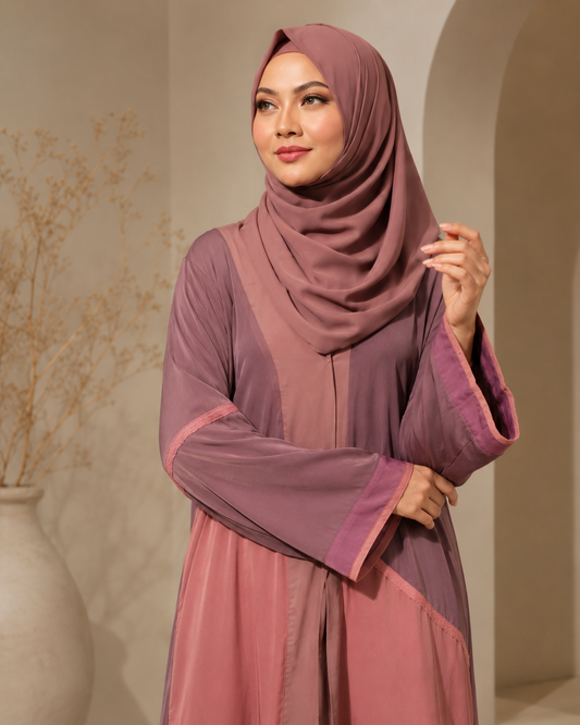 Hiba Mauve Cherry Georgette Abaya Women 0224 000258