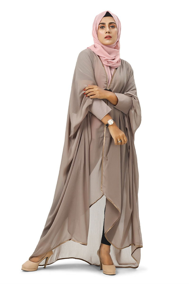 Hiba Beige Shade Crepe Chiffon Fabric Abaya Women 0823 000224 - showstopperbd.com