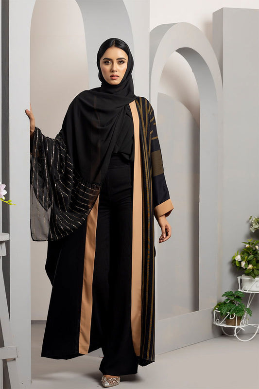 Hiba Black Nidha Georgette Abaya Women 0223 000143 - showstopperbd.com