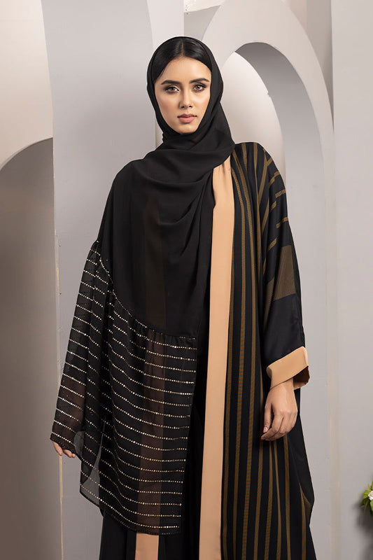 Hiba Black Nidha Georgette Abaya Women 0223 000143 - showstopperbd.com