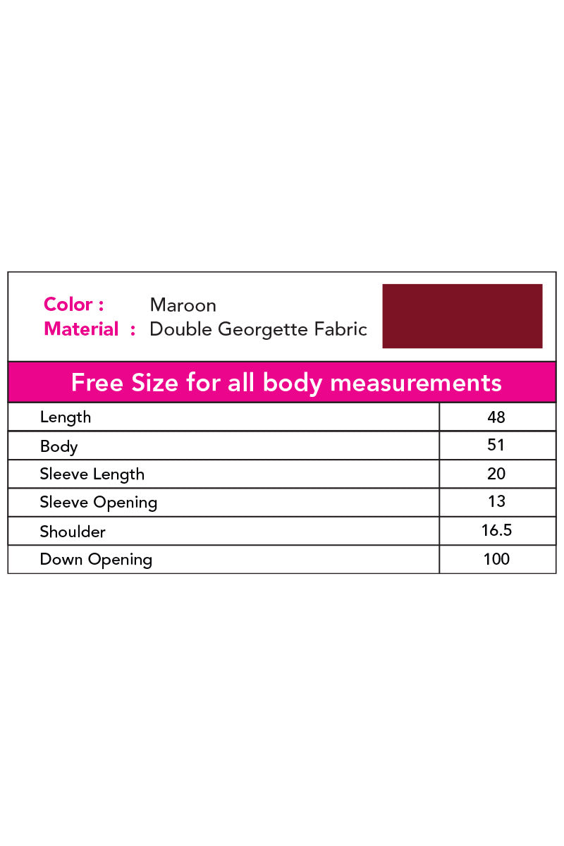 Hiba Maroon Double Georgette Fabric Shrug Women 0823 000231 - showstopperbd.com