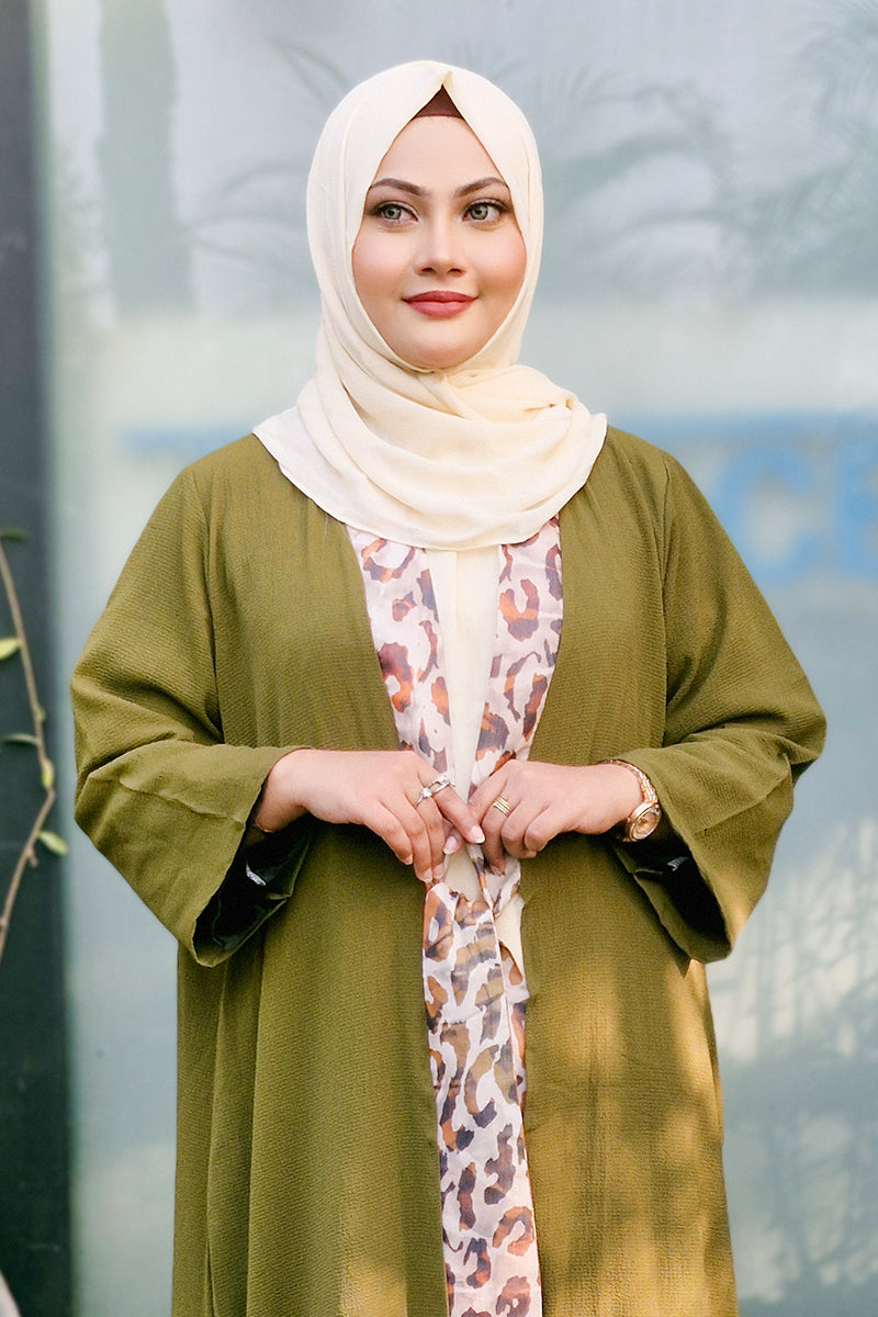 Hiba Olive Green Crepe Georgette Shrug Women 0823 000225