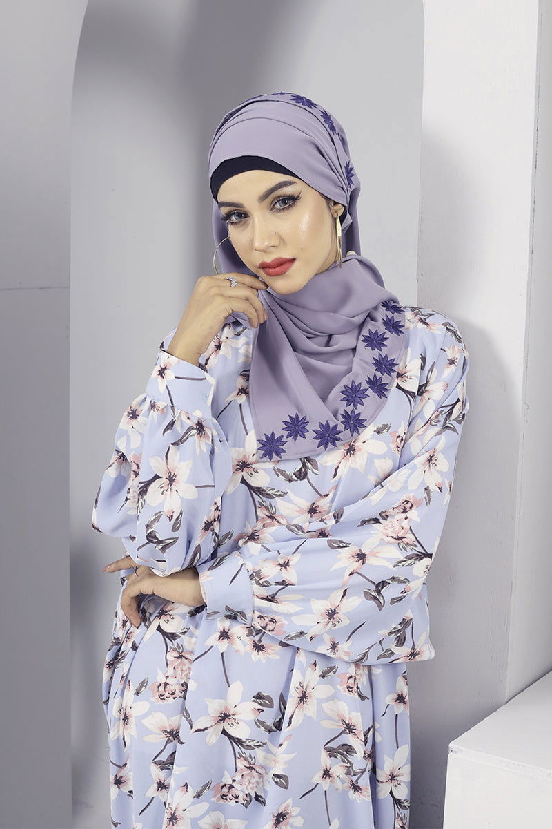 Hiba Powder Blue Cherry Georgette Abaya Women 1122 000065 - showstopperbd.com