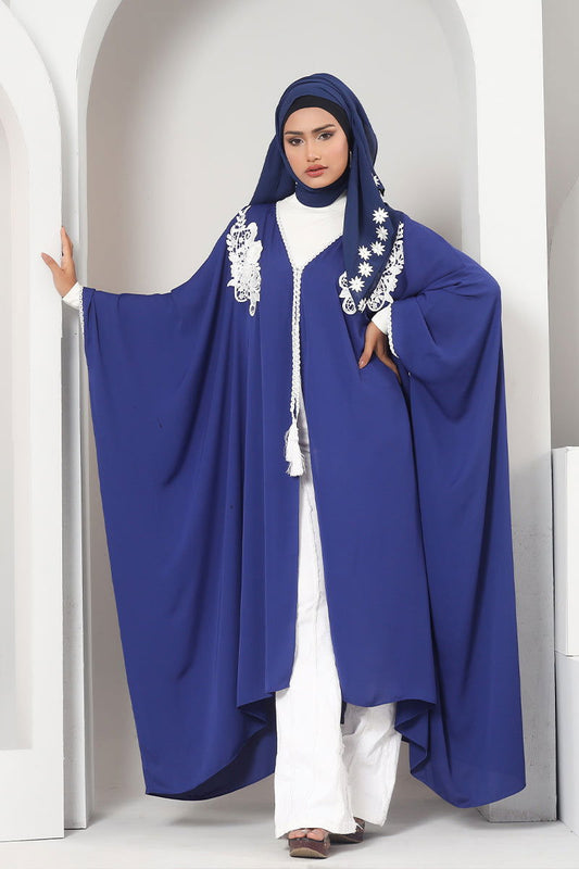 Hiba Royel Blue Cherry Georgette Abaya Women 1122 000061 - showstopperbd.com