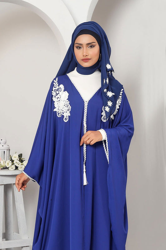 Hiba Royel Blue Cherry Georgette Abaya Women 1122 000061 - showstopperbd.com