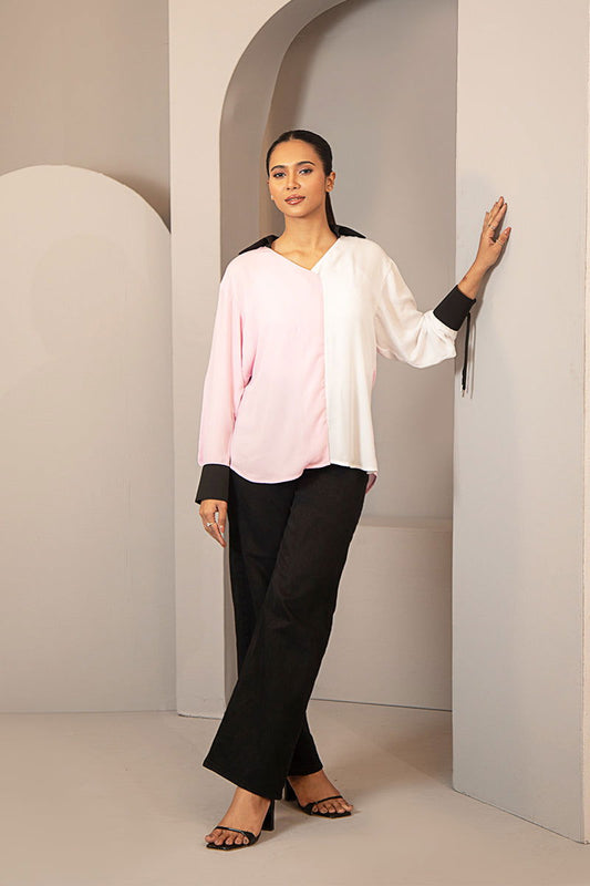 Showstopper Baby Pink Cherry georgette Shirt Women 1223 000283 - showstopperbd.com