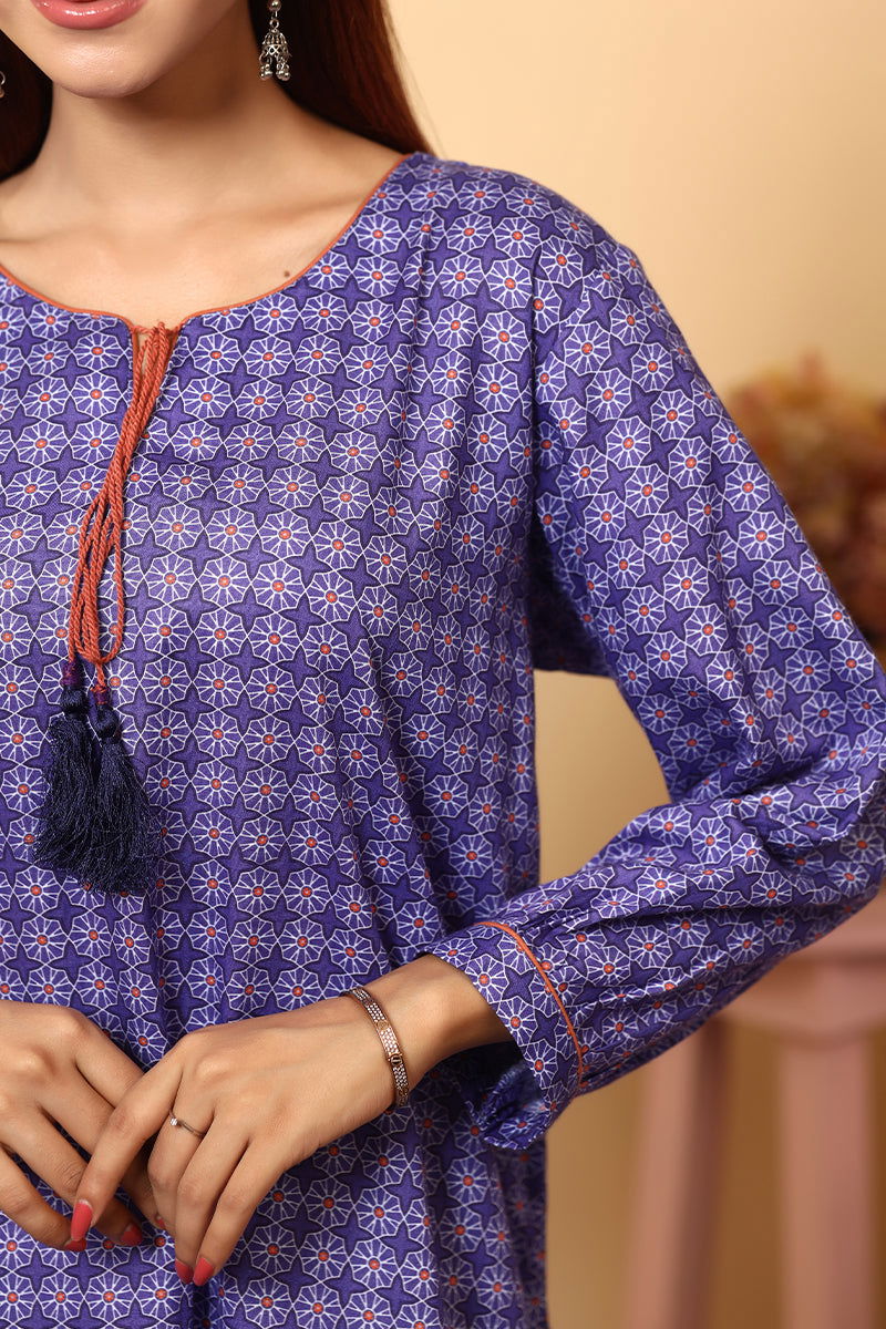 Showstopper Blue Cotton Kurti Women 0523 000172 - showstopperbd.com