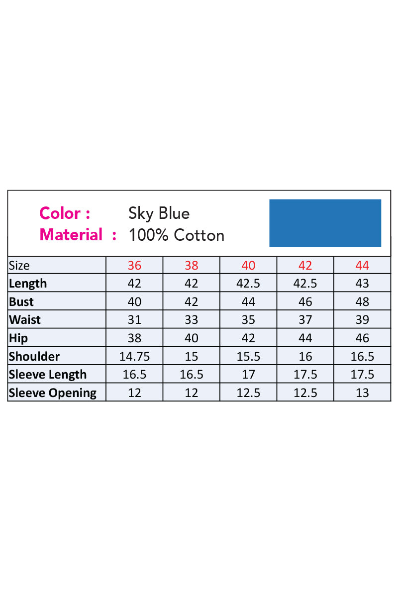 Showstopper Sky Blue Cotton Kurti Women 0523 000167