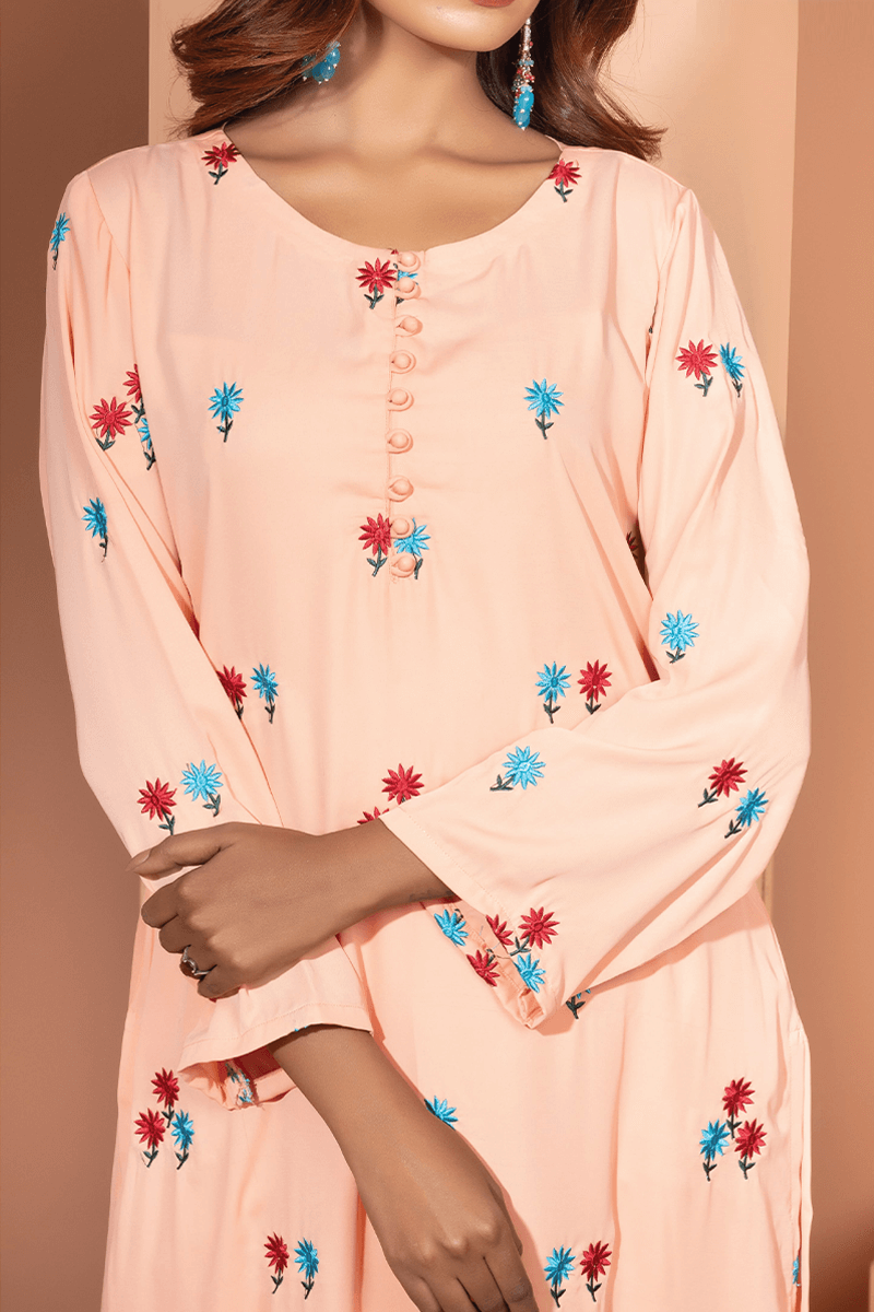 Showstopper Peach Crepe Silk Kurti Women J11