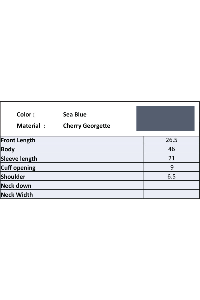 Showstopper Sea Blue Cherry georgette Shirt Women 1223 000279