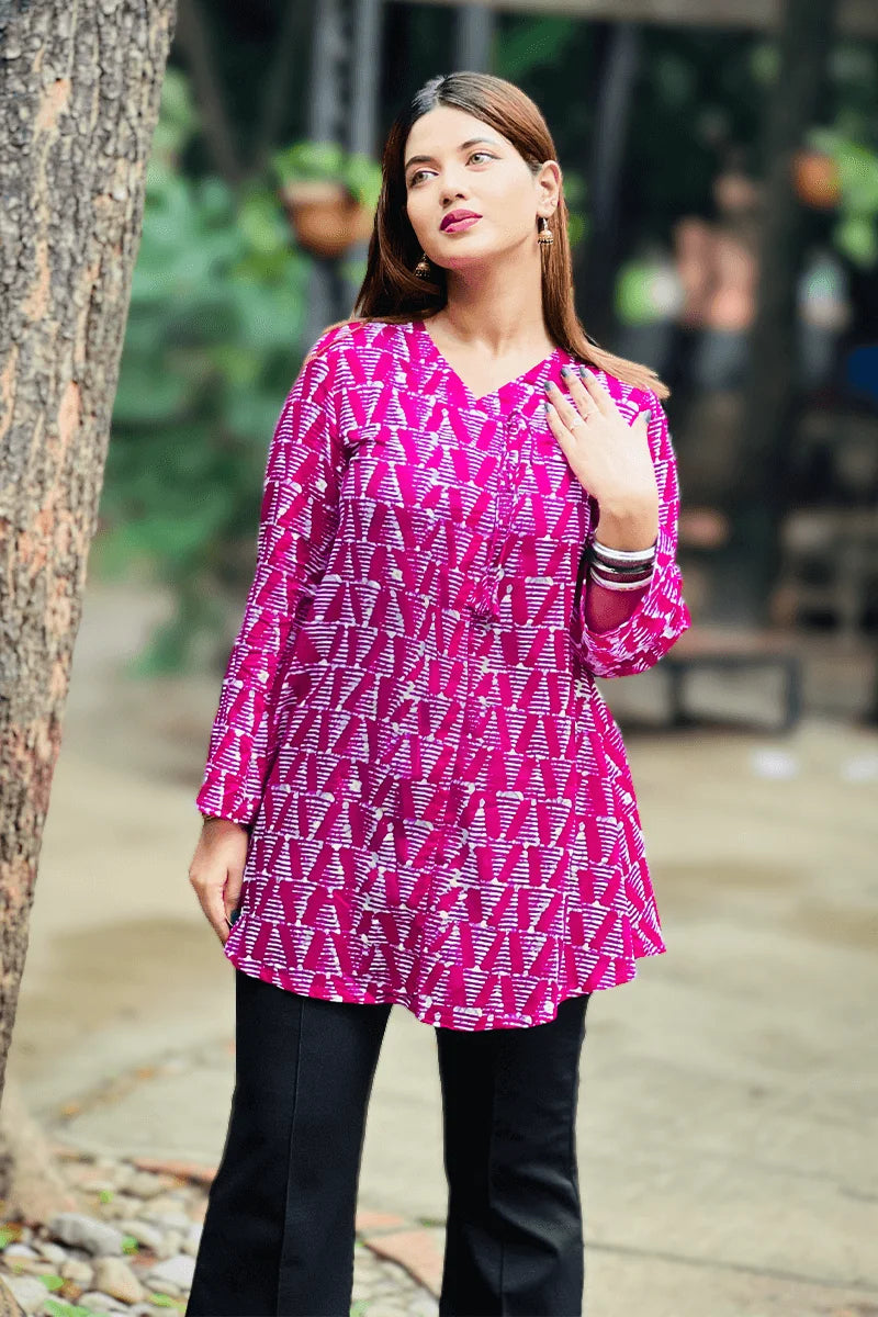 Showstopper Magenta Wrap Loose Fitted Tops 0525 000399