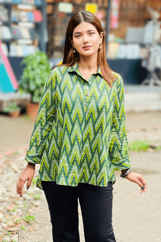Showstopper Zigzag Bloom Loose Fitted Tops 0525 000407