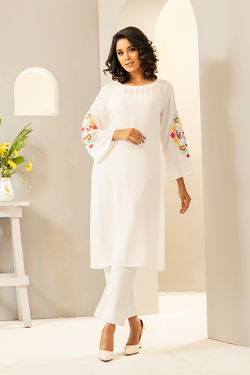 Showstopper White Cherry Georgette Kurti Women 0224 000270