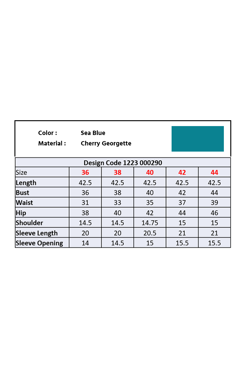 Showstopper Sea Blue Cherry Georgette Kurti Women 1223 000290