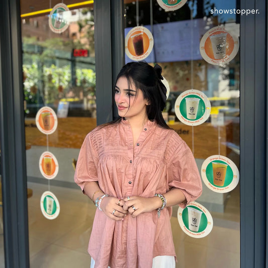 Showstopper Pastel peach Brown Tops Woman1024 000342