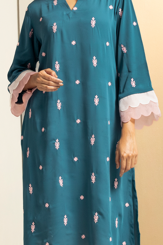 Showstopper Sea Blue Cherry Georgette Kurti Women 1223 000290