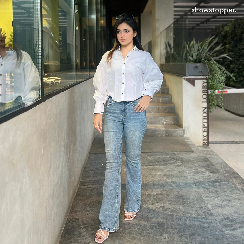Showstopper White Drop Shoulder Shirt Woman 1024 000336
