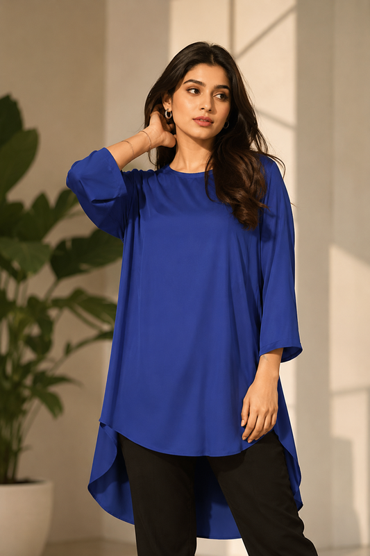 Showstopper Royal blue Cherry Georgette Straight top Women 0724 000332