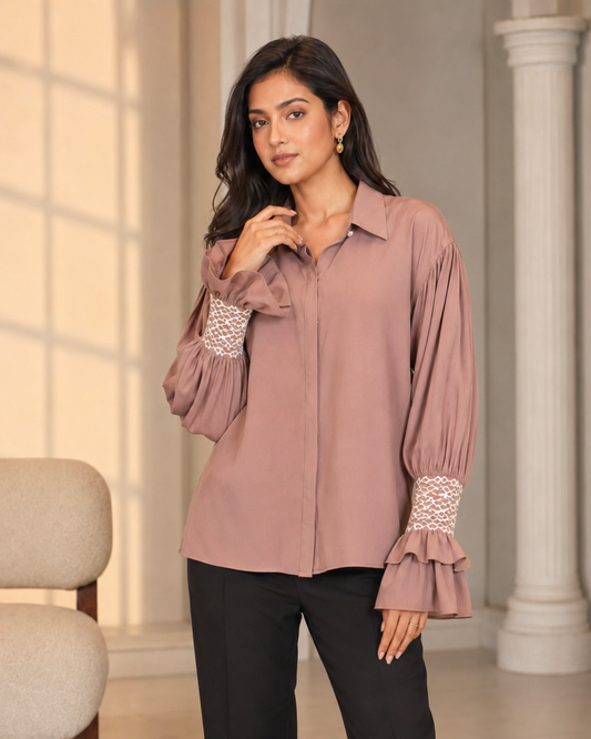Showstopper Mauve Cherry georgette Shirt Women 1223 000275