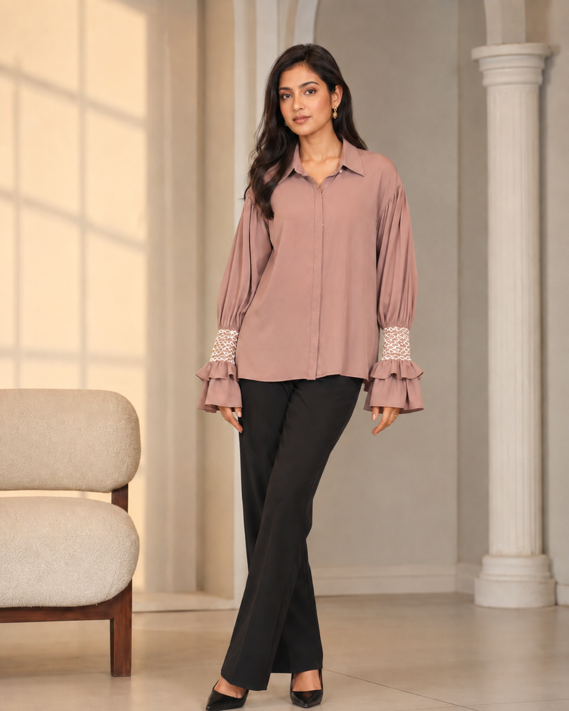 Showstopper Mauve Cherry georgette Shirt Women 1223 000275