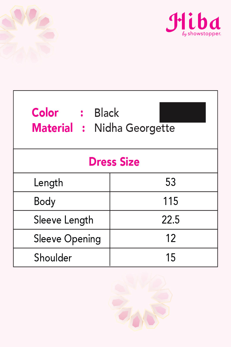 Hiba Black Nidha Georgette Abaya Women 0223 000143 - showstopperbd.com