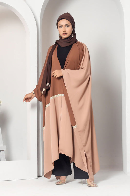Hiba Brown Cherry Georgette Abaya Women 1122 000060 - showstopperbd.com