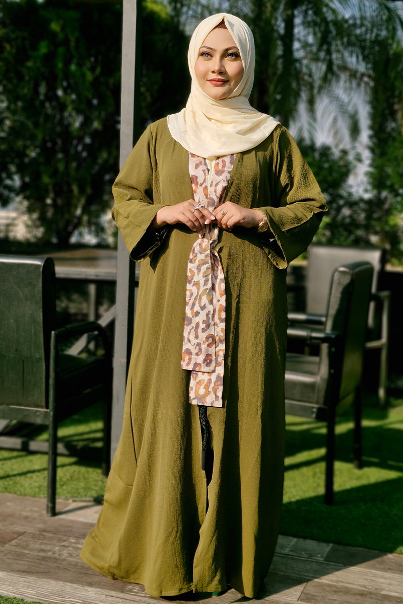 Hiba Olive Green Crepe Georgette Shrug  Women 0823 000225