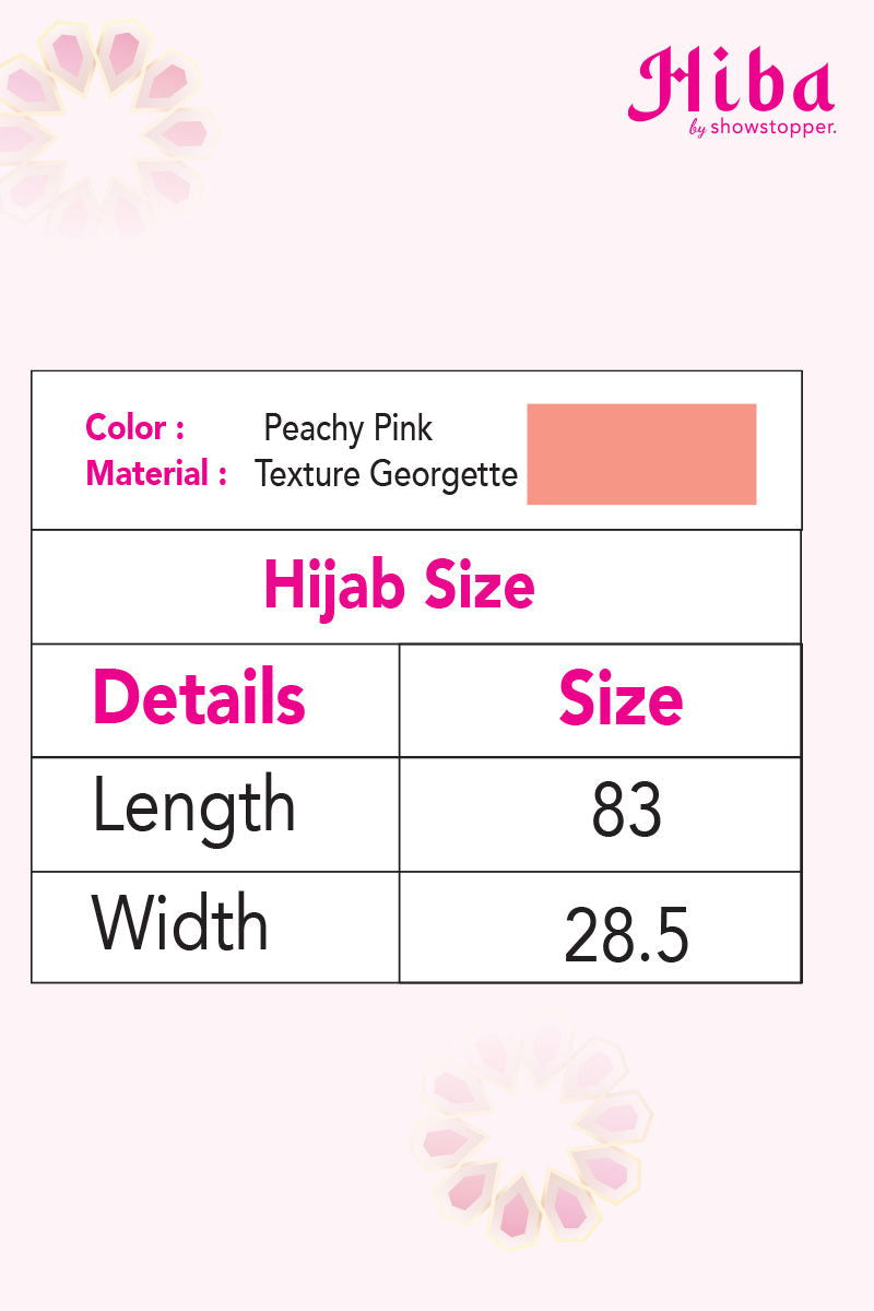 Hiba Peachy Pink Texture Georgette Hijab Women 0223 000158 - showstopperbd.com