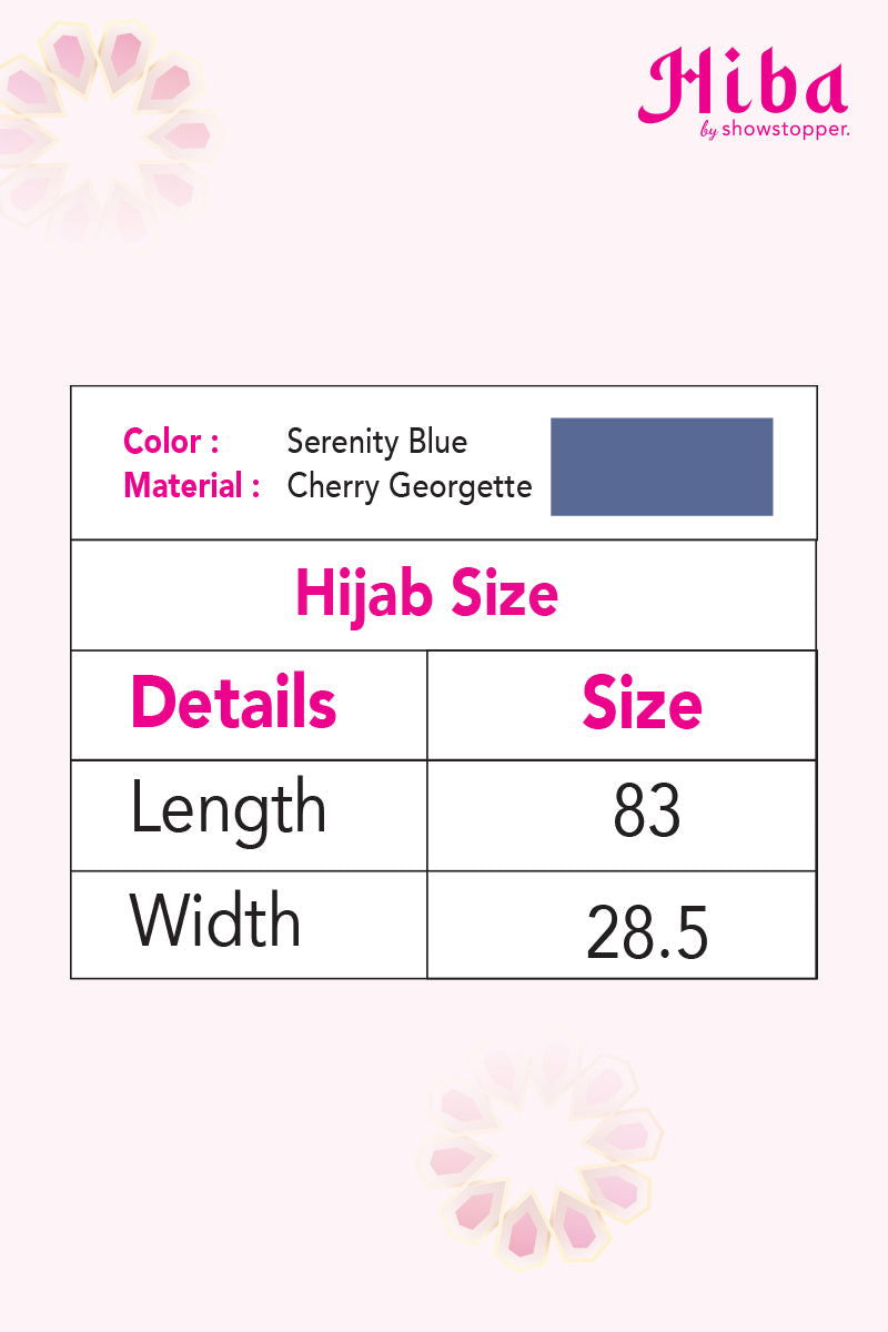 Hiba Serenity Blue Cherry Georgette Hijab Women 0223 000157 - showstopperbd.com