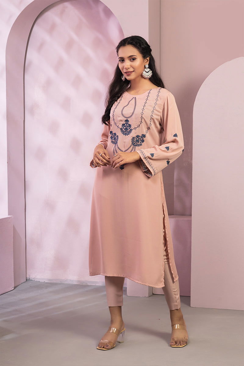 Showstopper Baby Pink Cherry Georgette Kurti Women  0223 000127 - showstopperbd.com