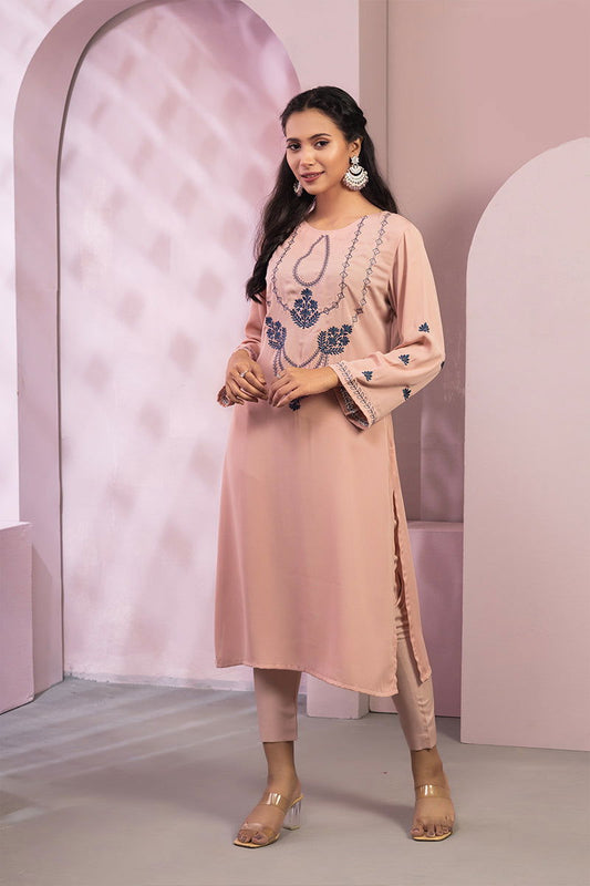 Showstopper Baby Pink Cherry Georgette Kurti Women  0223 000127 - showstopperbd.com