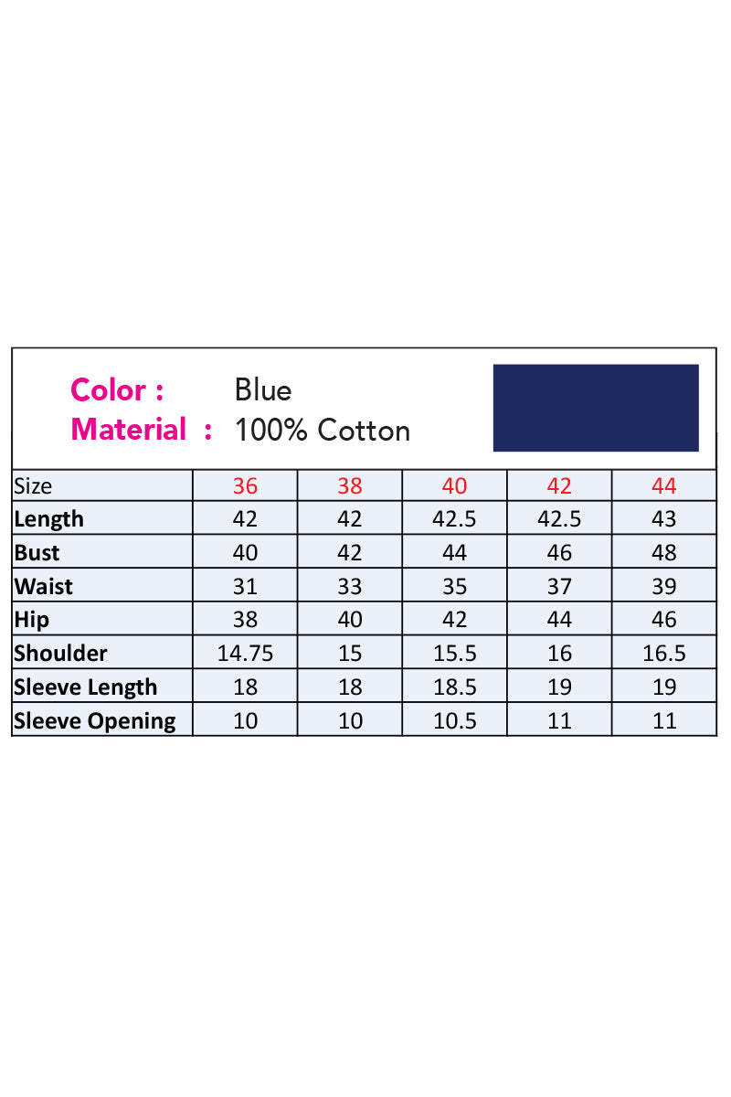 Showstopper Blue Cotton Kurti Women 0523 000172 - showstopperbd.com