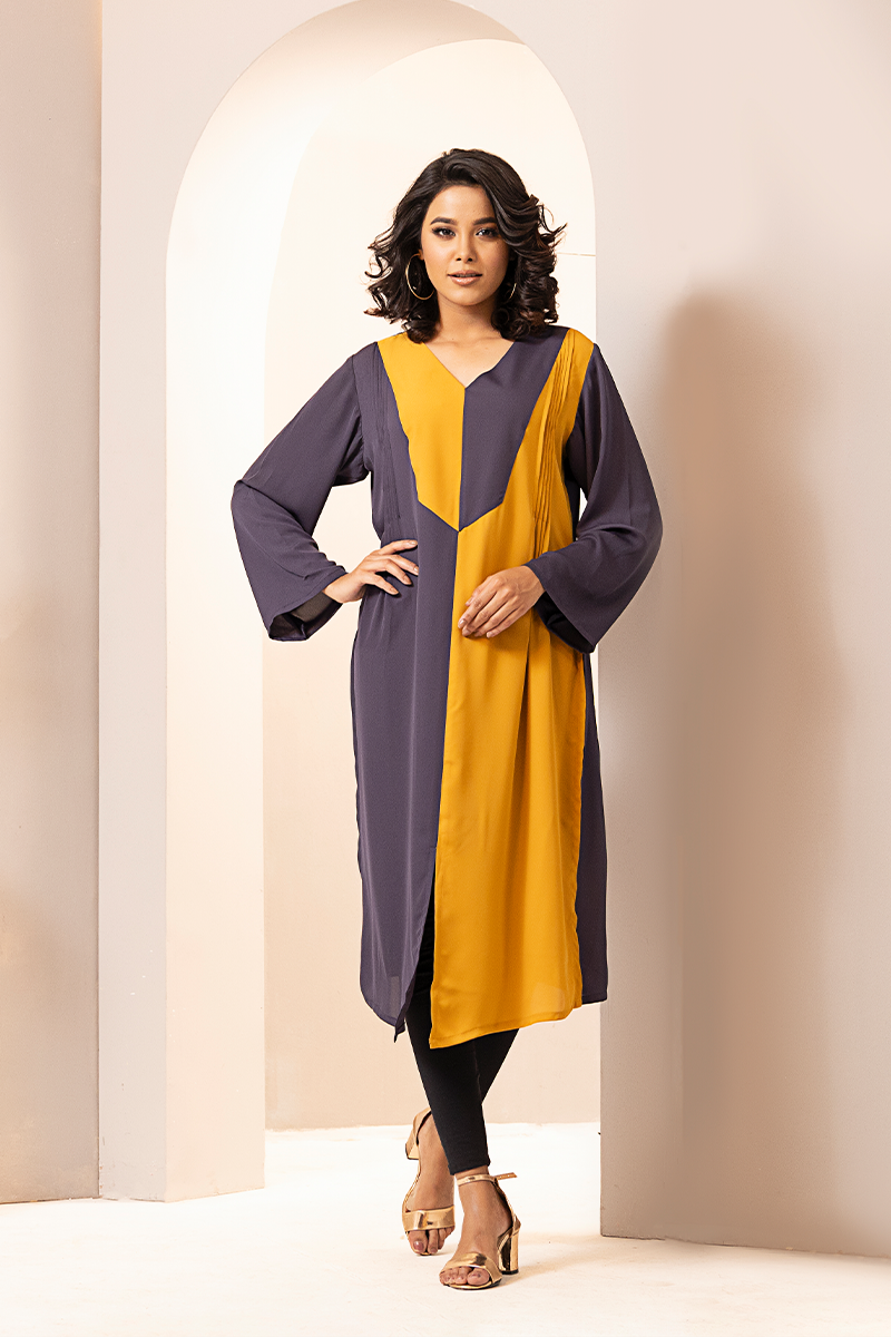 Showstopper Dark Ash Cherry Georgette Kurti Women 1223 000293 - showstopperbd.com