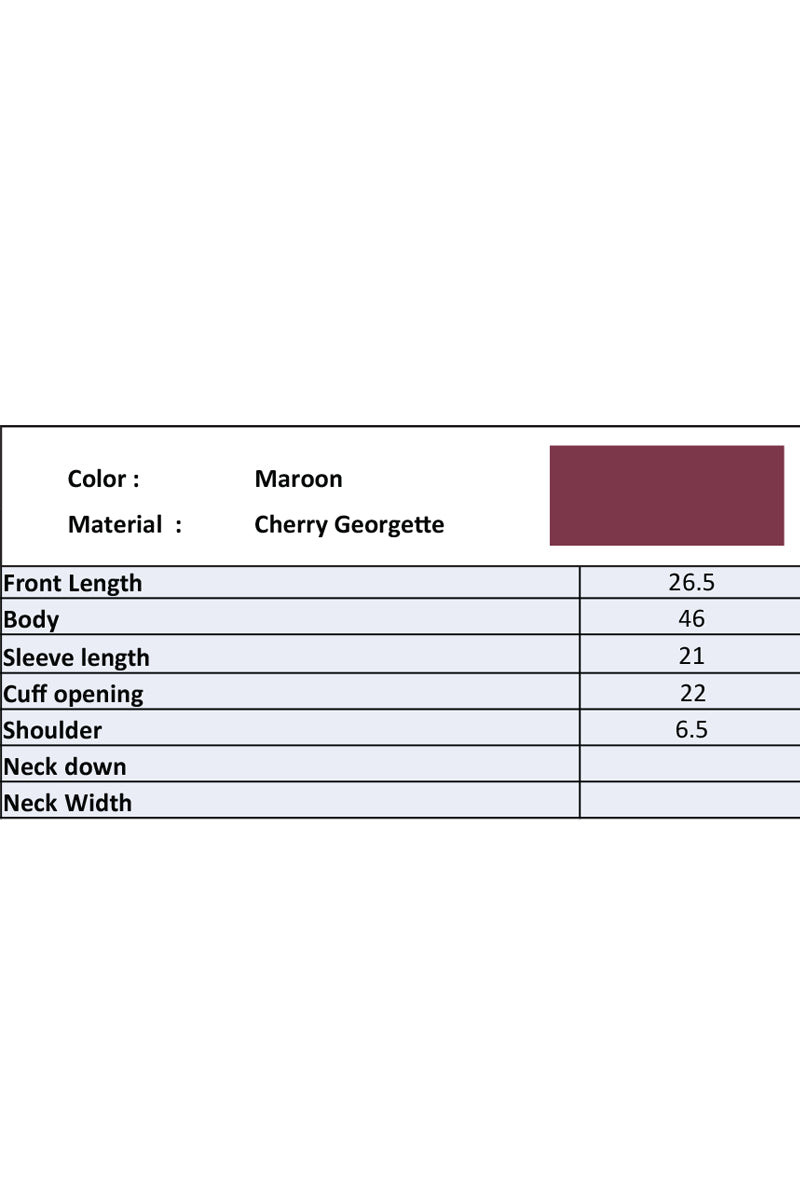 Showstopper Maroon Cherry georgette Shirt Women 1223 000276 - showstopperbd.com