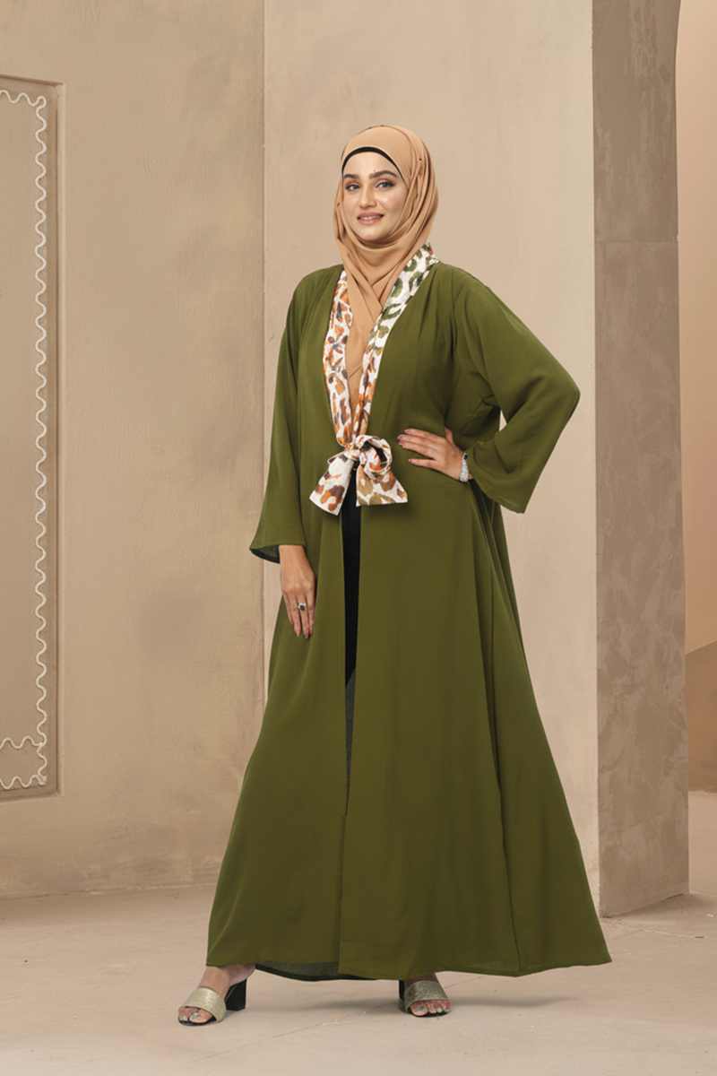 Hiba Olive Green Crepe Georgette Shrug  Women 0823 000225